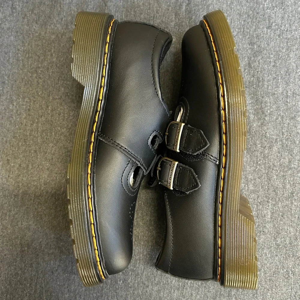 Dr Martens 8065 J Kids US 2 Black Softy T Leather Mary Jane Shoes NIB